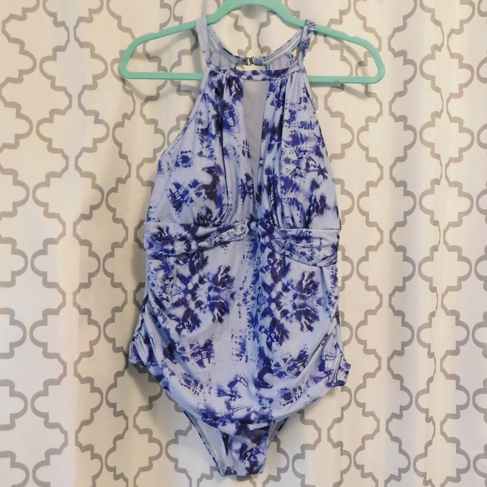Aqua Eve Two Toned Blue One Piece Swimsuit - NWT - 16W